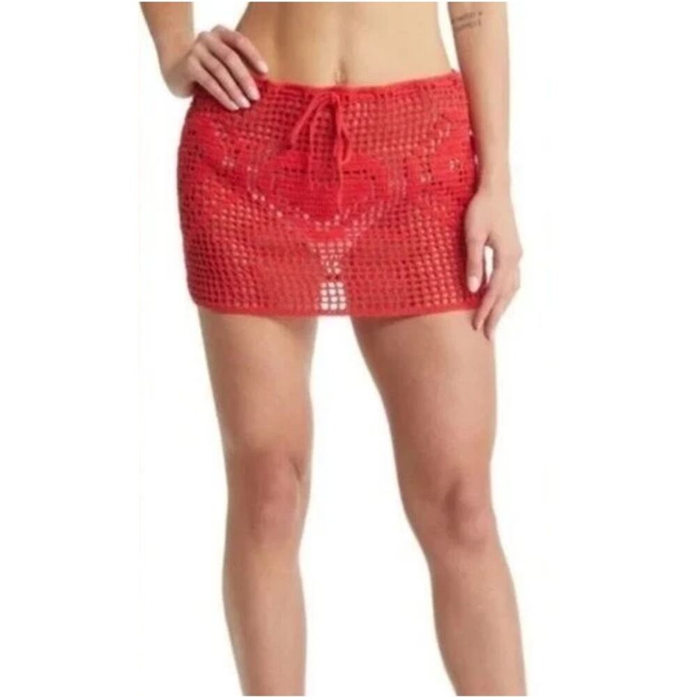 New MEMORIAL DAY Women’s Red Swim Cover Up Handmade Skirt Size 1